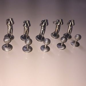 VTG Metal figures golfers and balls 5 items used